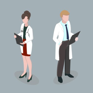 Sağlık personeli toplantı doktorlar 3d izometrik tasarım 