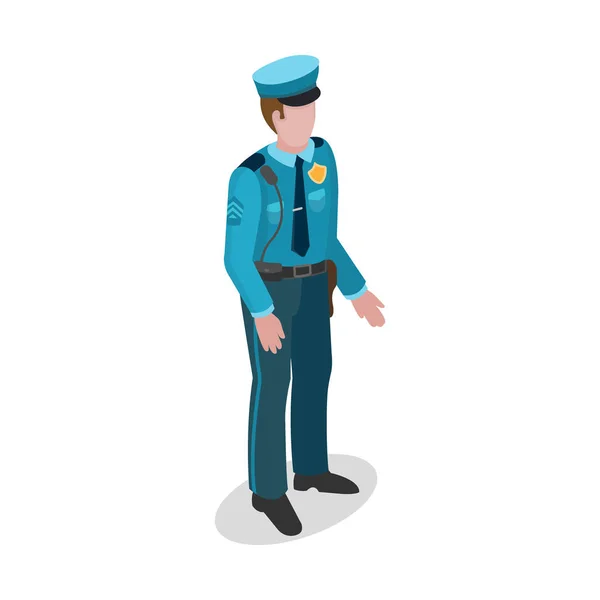 Policeman in uniform 3d isometric style vector illustration — Stock Vector