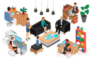 Ofis personeli iş ve müzakereleri. 