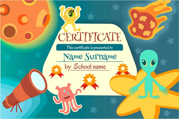 Certificat pour un jeu d'enseignement ou une compétition pour enfants — Image vectorielle