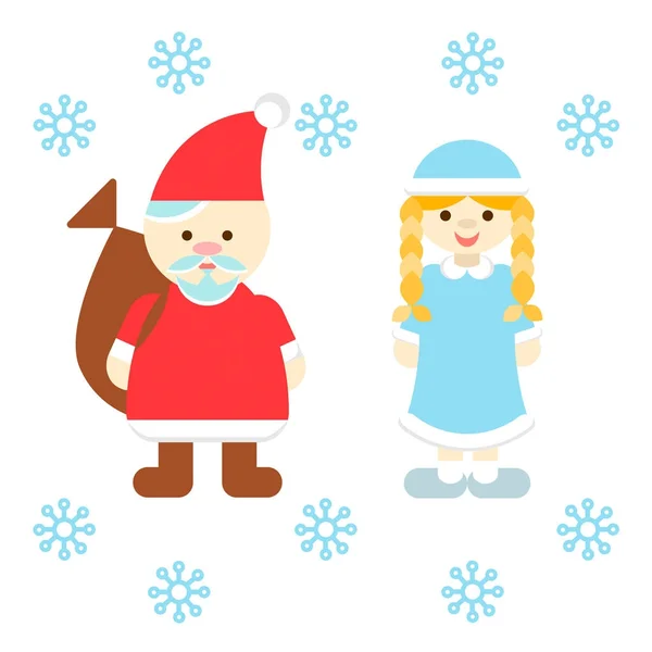 Babbo Natale e fanciulla della neve . — Vettoriale Stock