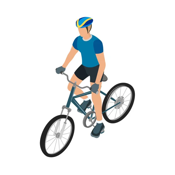 Ciclistas Casco Ropa Deportiva Ilustración Vectorial Vista Isométrica — Archivo Imágenes Vectoriales