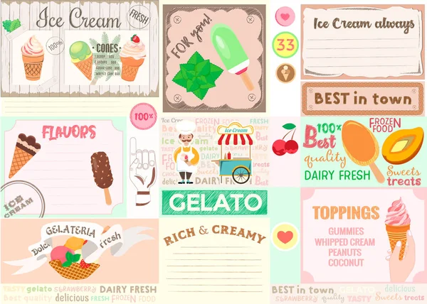 Plasemat Ice Cream theme for cafes, bars, restaurants. — Stock Vector