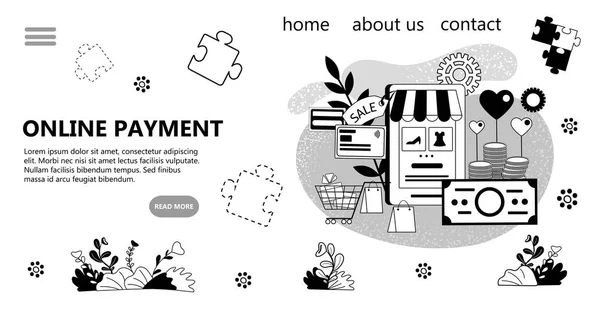 Betaling online internet winkel Online winkelen Concept — Stockvector