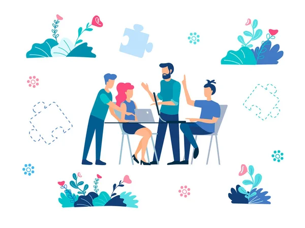 Meeting in the office Concept Illustration. A group of businessp — Stock vektor