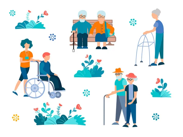 Osoby se zdravotním postižením, důchodci — Stockový vektor