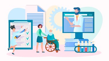 Bir grup doktorun onsultasyonu, test sonuçları, online tıbbi konsültasyonlar