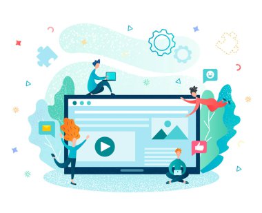 Tablet ve internetten sohbet eden insanlar iş ya da eğitim kursu alıyorlar.