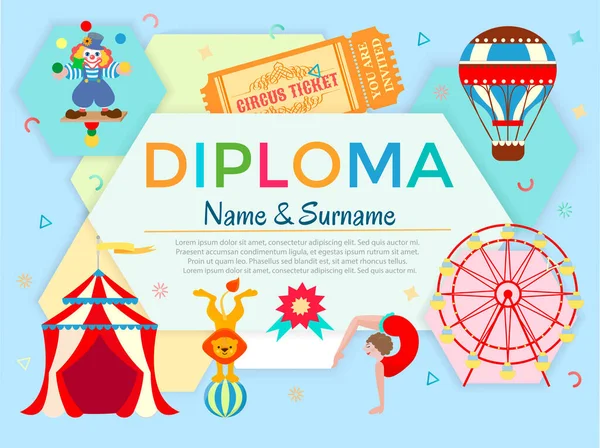 Certificaat Diploma Diploma Voor Deelnemers Aan Circusconcoursen Masterclasses Wedstrijden Quests — Stockvector