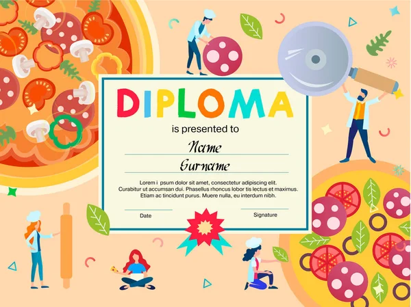Diploma Certificado Gratificación Los Participantes Cursos Cocina Concursos Clases Magistrales — Archivo Imágenes Vectoriales