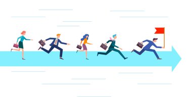 Elinde bir bayrak, grup üyeleri, takımlar, iş adamları ile liderin peşinden koşuyor. Bir hedefe ulaşmanın, bir takımda çalışmanın, bir yarışmayı kazanmanın, bir takımı yönetmenin....