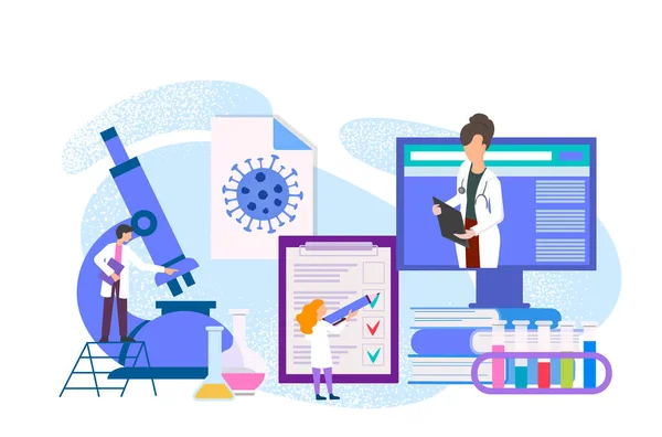 Détection Virus Tests Dans Laboratoire Médical Consultation Médecins Pour Diagnostic — Image vectorielle