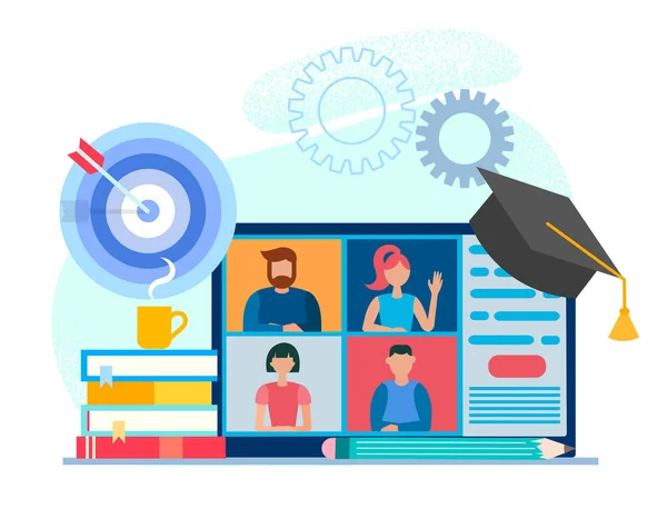 Online Training Web Education Coaching Trainings Online Teamwork Web Training — Stock Vector