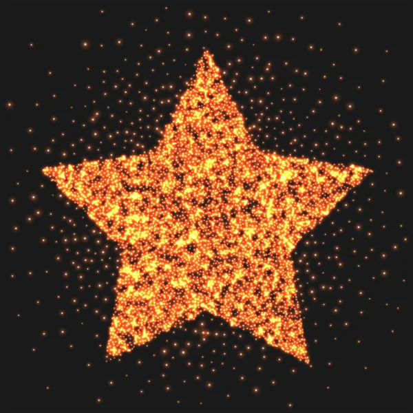 Gold star logo sparkling effect. Star burst of light.