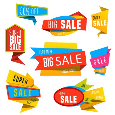 Süper satış afiş renkli arka plan üzerinde parlayan. Satılık arka plan. Geometrik tasarım. Süper satış ve özel fırsat. Vektör çizim.