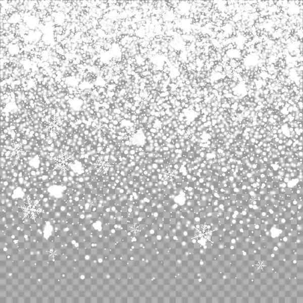 Απομονωμένη χριστουγεννιάτικο χιόνι που υπάγονται επικάλυψης σε διαφανές φόντο. Νιφάδες χιονιού θύελλα στρώμα. Χιόνι μοτίβο για σχεδιασμό. Χιονόπτωση σκηνικό υφή. Χιόνι διανυσματικά εικονογράφηση eps10 — Διανυσματικό Αρχείο