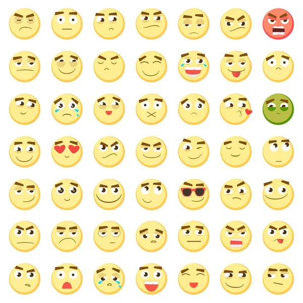 Emoticon impostato. Collezione di Emoji. emoticon 3d. Icone faccine sorridenti isolate su sfondo bianco. Vettore — Vettoriale Stock