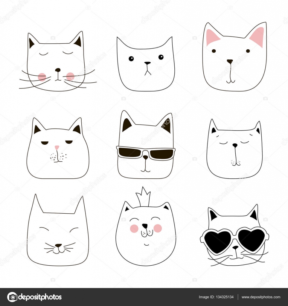 Cat icon. Outline vector illustration. Hand drawn style. Pets