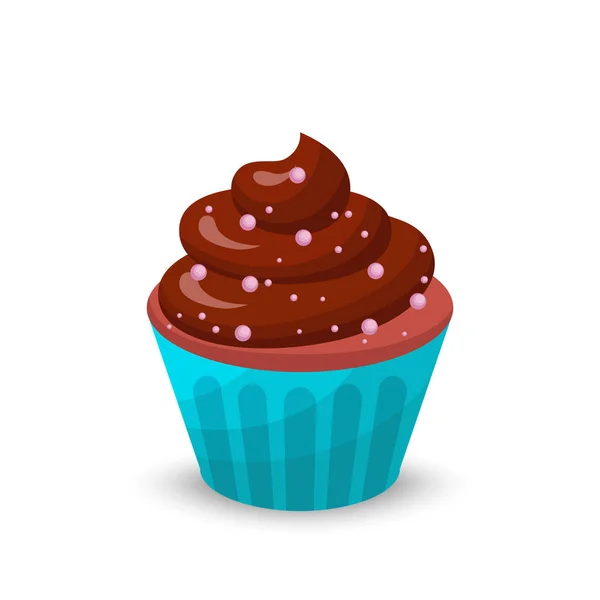Dolce cibo cioccolato cremoso cupcake set isolato vettoriale illustrazione — Vettoriale Stock