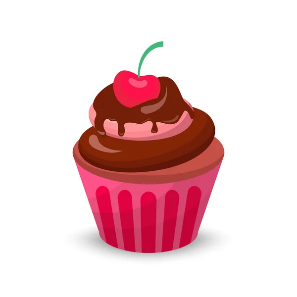 Söt mat choklad krämig cupcake som isolerade vektor illustration — Stock vektor