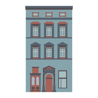 Güzel ayrıntılı doğrusal cityscape koleksiyonu townhouses ile. Küçük kasaba Victoria tarzı bina cephe ile sokak. Web, grafik, oyun ve hareket tasarım şablonu. Vektör çizim