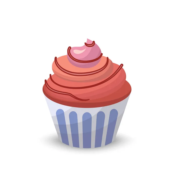 Dolce cibo cioccolato cremoso cupcake set isolato vettoriale illustrazione — Vettoriale Stock