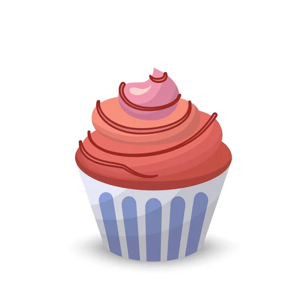 Dulce alimente ciocolata cremoasa cupcake set izolat vector ilustrare — Vector de stoc