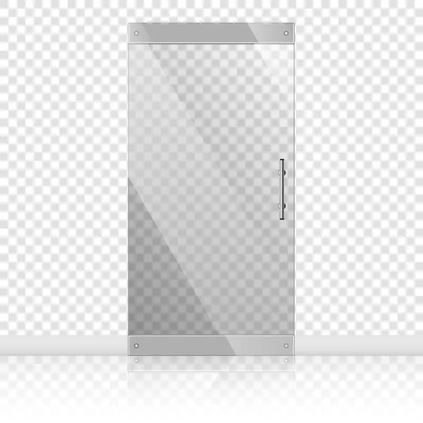 Glass doors with chrome silver handles set — Stock Vector