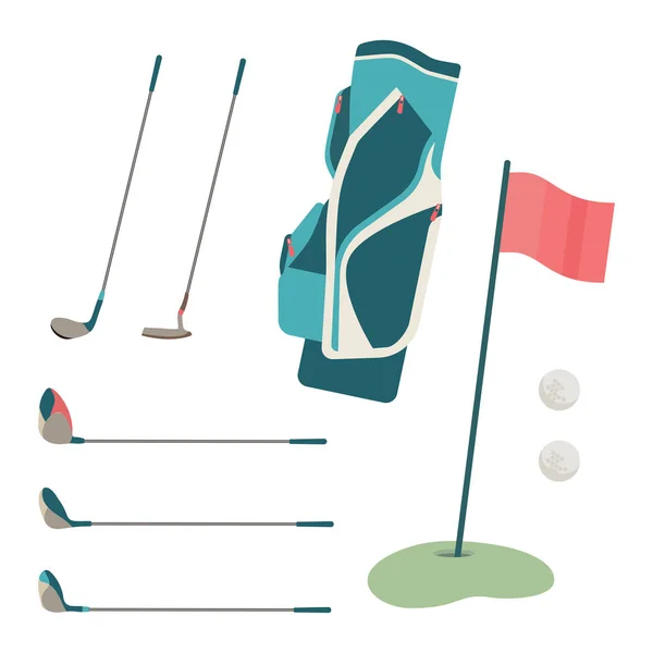 高尔夫球杆和草地球 — 图库矢量图片