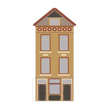 Güzel ayrıntılı doğrusal cityscape koleksiyonu townhouses ile. Küçük kasaba Victoria tarzı bina cephe ile sokak. Web, grafik, oyun ve hareket tasarım şablonu. Vektör çizim