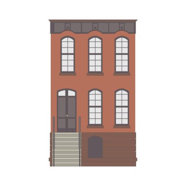 Güzel ayrıntılı doğrusal cityscape koleksiyonu townhouses ile. Küçük kasaba Victoria tarzı bina cephe ile sokak. Web, grafik, oyun ve hareket tasarım şablonu. Vektör çizim