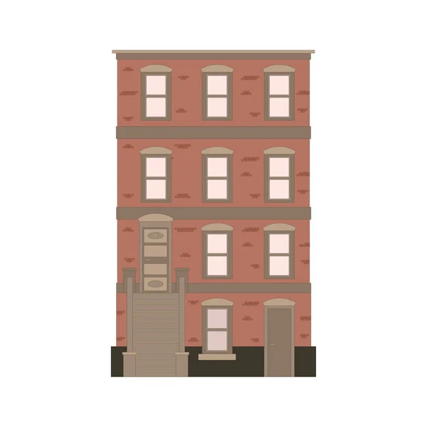 Beautiful detailed linear cityscape collection with townhouses. Small town street with victorian building facades. Template for web, graphic, game and motion design. Vector illustration — Stock Vector