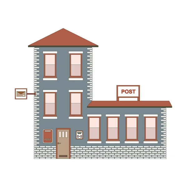 Edificio exterior de la Oficina de Correos. Ilustración vectorial eps10 — Vector de stock