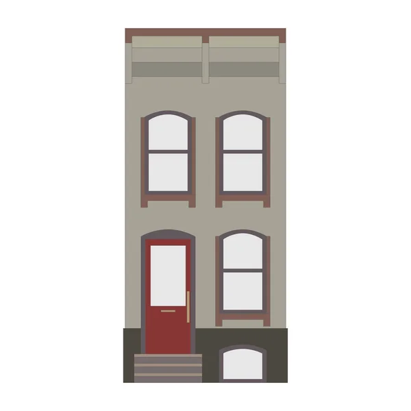 Belle collection détaillée de paysages urbains linéaires avec maisons de ville. Petite rue de ville avec façades victoriennes. Modèle pour web, graphique, jeu et motion design. Illustration vectorielle — Image vectorielle