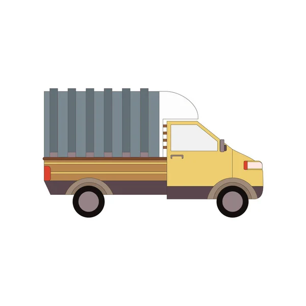 Commerciële levering bestelwagen, vrachtwagen van de vracht geïsoleerd op wit. Vectorillustratie — Stockvector