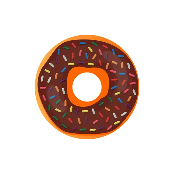 Donut delicious with sprinkles isolated on white background. Vector doughnut icon. — Stock Vector