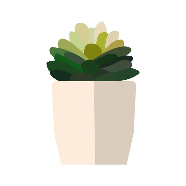 Зеленый дом растение в горшке. Цветок листа плоский. Вектор . — стоковый вектор