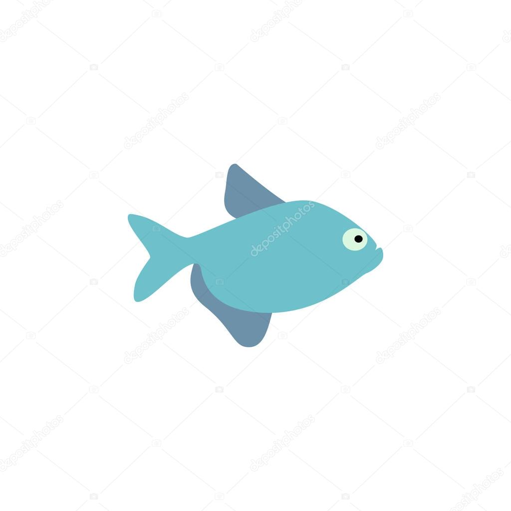 Cute fish vector illustration icons set. Fish flat style vector illustration. Fish icons isolated. Tropical fish, sea fish, aquarium fish set isolated on white background. Sea color flat design fish