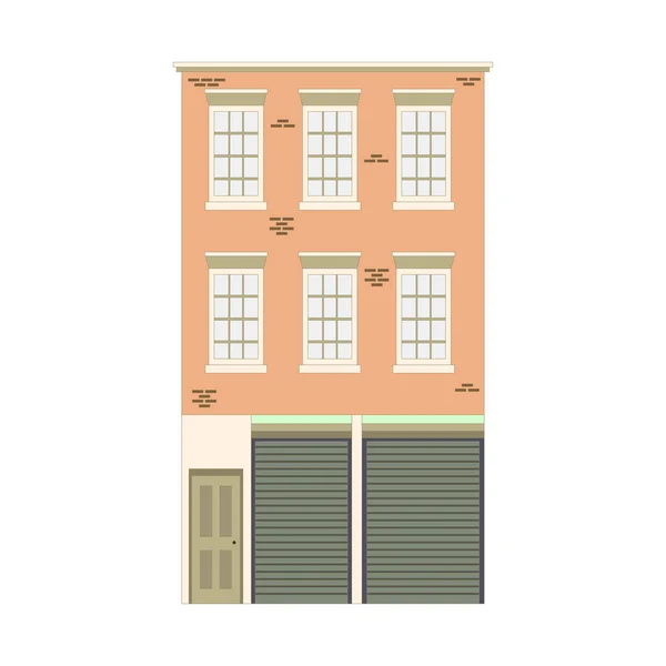 Детальная коллекция с игрушечными домиками. Маленькая городская улица с викторианскими фасадами. Шаблон для веб-дизайна, графики, игры и движения. Векторная иллюстрация — стоковый вектор