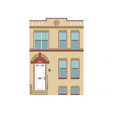 Güzel ayrıntılı doğrusal cityscape koleksiyonu townhouses ile. Küçük kasaba Victoria tarzı bina cephe ile sokak. Web, grafik, oyun ve hareket tasarım şablonu. Vektör çizim