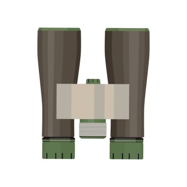 Dürbün kamp ekipmanları nesnesinde üstten görünüm. Vektör askeri optik sembolü beyaz izole