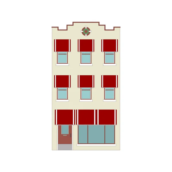 Belle collection détaillée de paysages urbains linéaires avec maisons de ville. Petite rue de ville avec façades victoriennes. Modèle pour web, graphique, jeu et motion design. Illustration vectorielle — Image vectorielle