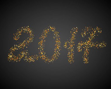 Altın yeni yıl 2017 parçacıklar arka plan. Altın nokta numarası. Kutlama için vektör Havva ışıltı öğeleri
