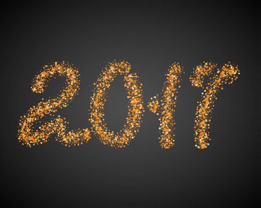 Altın yeni yıl 2017 parçacıklar arka plan. Altın nokta numarası. Kutlama için vektör Havva ışıltı öğeleri