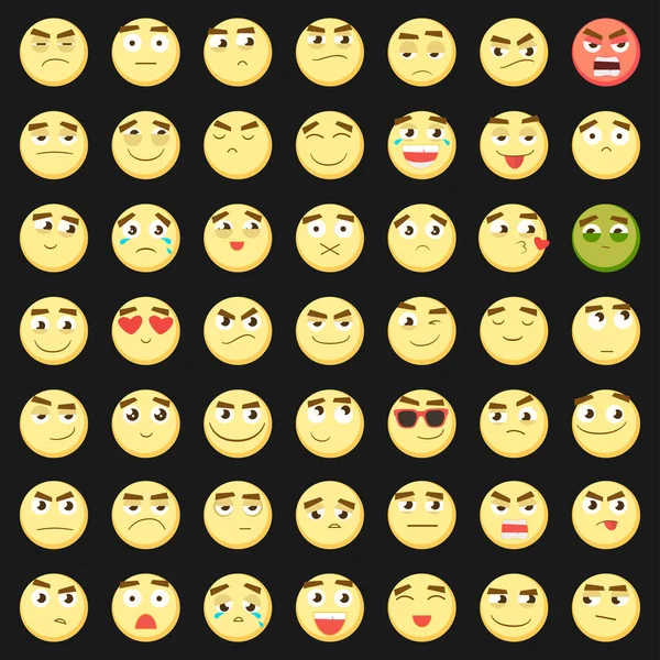 Conjunto de emoticones. Colección de Emoji. Emoticones 3d. Iconos sonrientes de la cara aislados sobre fondo blanco. Vector — Archivo Imágenes Vectoriales