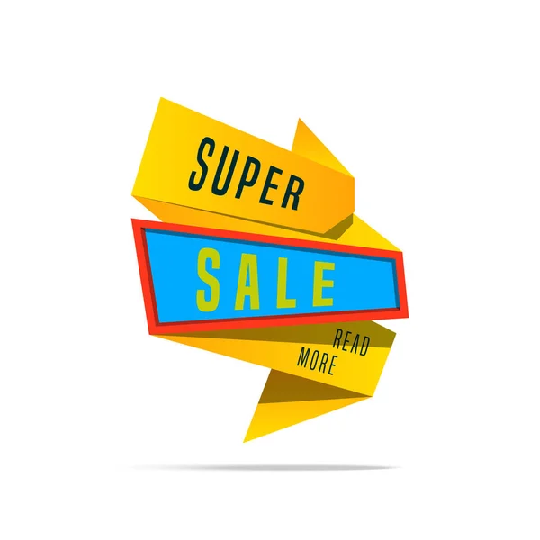 Σούπερ Πώληση λάμπει banner σε πολύχρωμο φόντο. Πώληση φόντο. Γεωμετρικό σχέδιο. Σούπερ πώληση και ειδική προσφορά εικονογράφηση. — Φωτογραφία Αρχείου