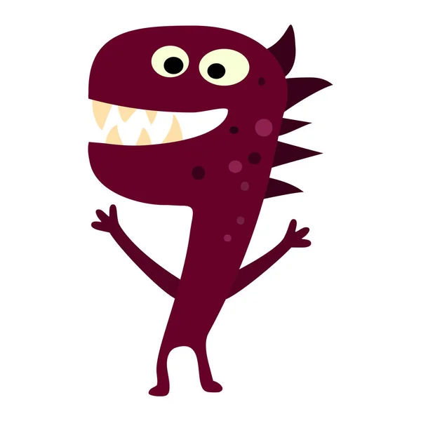 Dibujos animados monstruos planos gran icono. Colorido niño juguete lindo monstruo. Vector — Archivo Imágenes Vectoriales