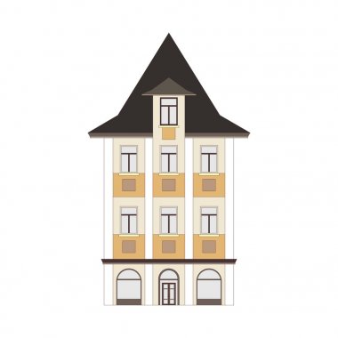 Güzel ayrıntılı doğrusal cityscape koleksiyonu townhouses ile. Küçük kasaba Victoria tarzı bina cephe ile sokak. Web, grafik, oyun ve hareket tasarım şablonu. Vektör çizim