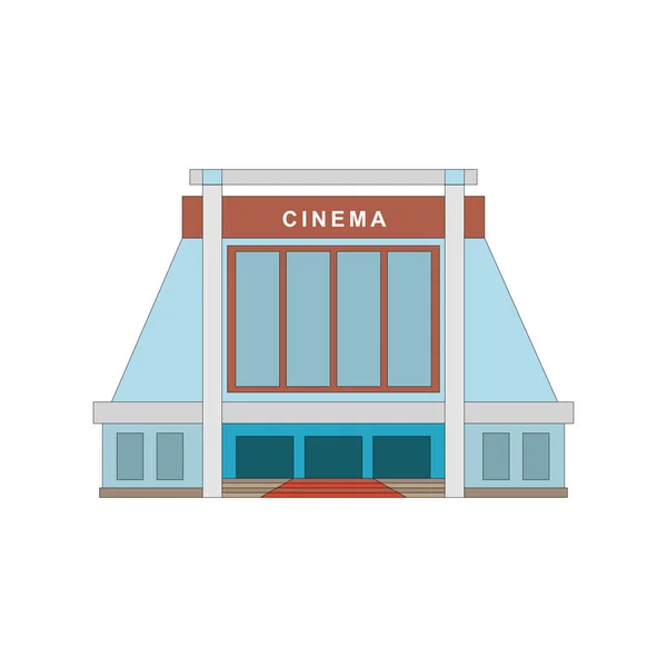 Edificio de cine de estilo plano. Sala de cine . — Vector de stock