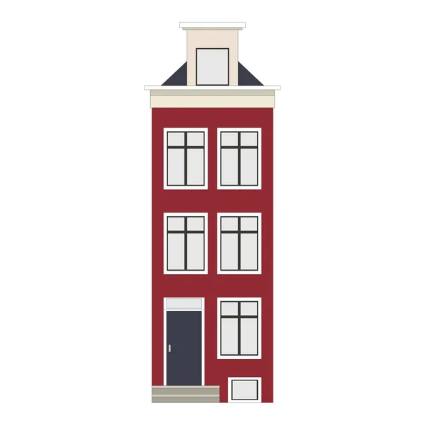 De collectie van mooie gedetailleerde lineaire stadsgezicht met herenhuizen. Kleine stad straat met Victoriaanse gebouw gevels. Sjabloon voor het ontwerp van het web, afbeeldingen, spel en beweging. Vectorillustratie — Stockvector